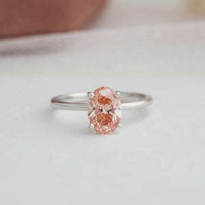 Pink Oval Solitaire Engagement Ring