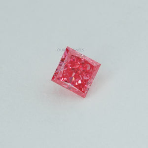 pink princess cut lab grown diamond