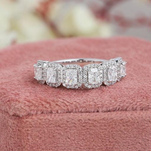 Radiant Cut Diamond Halo Wedding Band