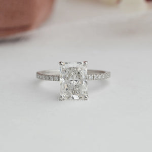 [Radiant Cut Accent Egagement Ring]-[Ouros Jewels]