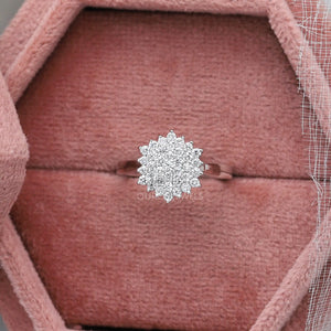 Round Cluster Lab Diamond Snowflake Ring