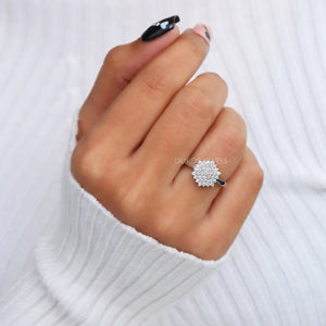 Round Cluster Lab Diamond Snowflake Ring