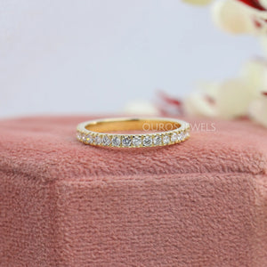 Round Cut Lab Grown Diamond  Half Eternity Wedding Band