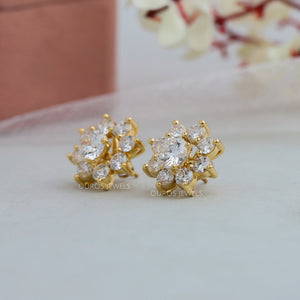 yellow gold jacket stud earrings