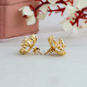 floral diamond earring in yellow gold 