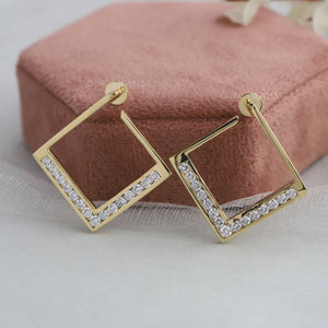 Square Round Lab Diamond Hoop Earrings